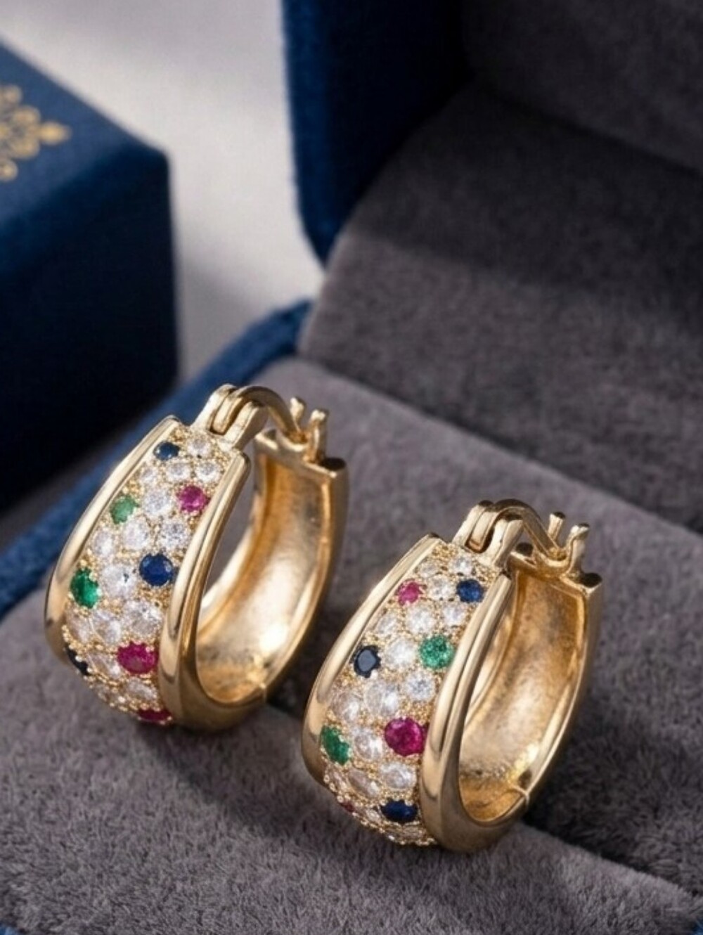 Elegant Gold Multicolor Hoop Earrings